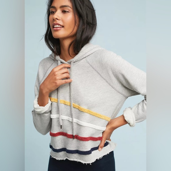 Anthropologie Sundry Chenille Striped Crop Hoodie NWT hard to find - Picture 1 of 13